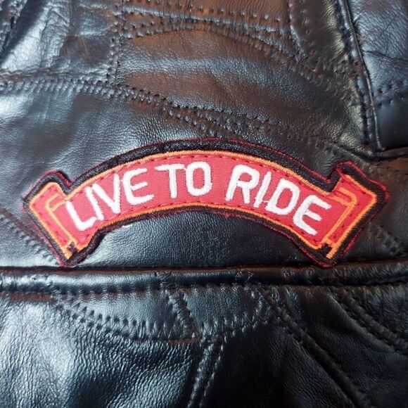 BUFFALO PLATE Leather Moto Motorcycle Biker Jacket Patches Full Zip - Picture 6 of 10